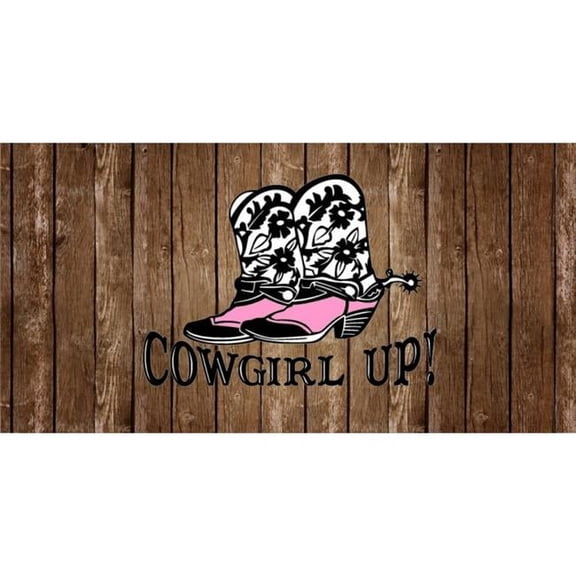 212 Main LPO2512 6 x 12 in. Cowgirl Up Wood Photo License Plate