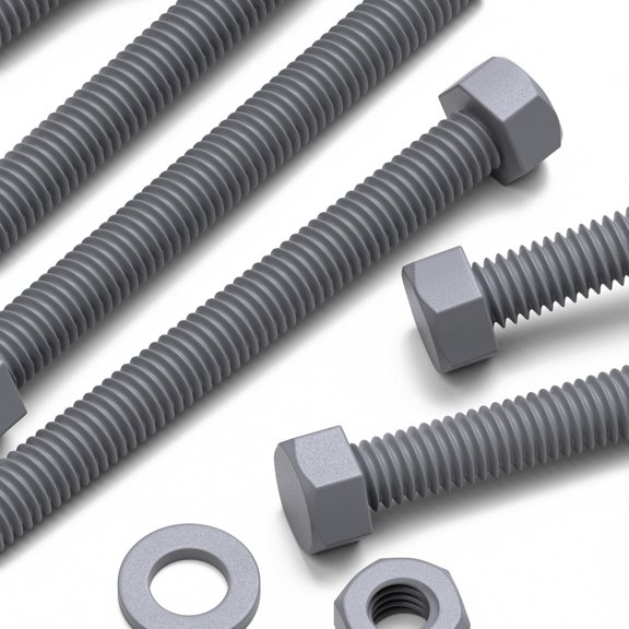 50 x Hexagon Head Screws Grey PVC Plastic nuts and bolts, UPVC, Plastic nuts and bolts, M6 x 60mm, (15/64 x 2-23/64 in)