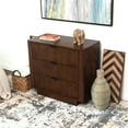 thumbnail image 3 of Carla Mid Century Modern Solid Wood Walnut Nightstand with 3 Drawers, 3 of 7