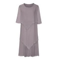 thumbnail image 5 of Womens Chiffon Tiered Cocktail Dress Evening Gowns Elegant Short Sleeve Layered Knee Length Dresses Round Neck Dress Patchwork Dresses, 5 of 6