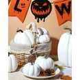 thumbnail image 6 of 12 Pcs Assorted White Plastic Pumpkin Decorations - Fall Home Decor for Thanksgiving, Halloween, Wedding & Party, DIY Craft Artificial Fake Foam Pumpkins for Table Centerpiece, 6 of 12