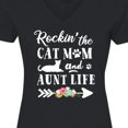 thumbnail image 4 of Inktastic Rockin' the Cat Mom and Aunt Life Women's V-Neck T-Shirt, 4 of 5