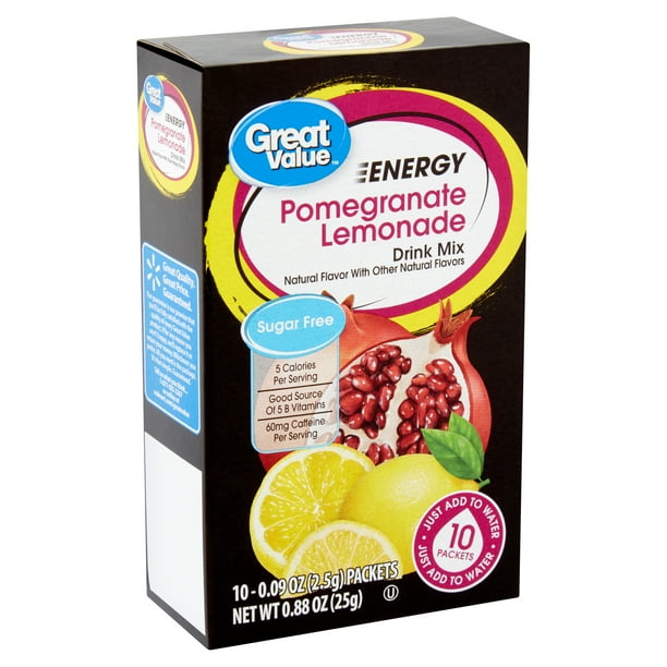 Great Value Energy Pomegranate Lemonade Drink Mix, 0.09 oz, 10 count