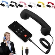 Retro Phone Handset for iPhone & Android,Type-C/3.5mm Vintage Style Telephone Handsets,Funny Wired Handle Landline Receiver for Comfortable Calls Reduce Radiation(Blue,Type-c)