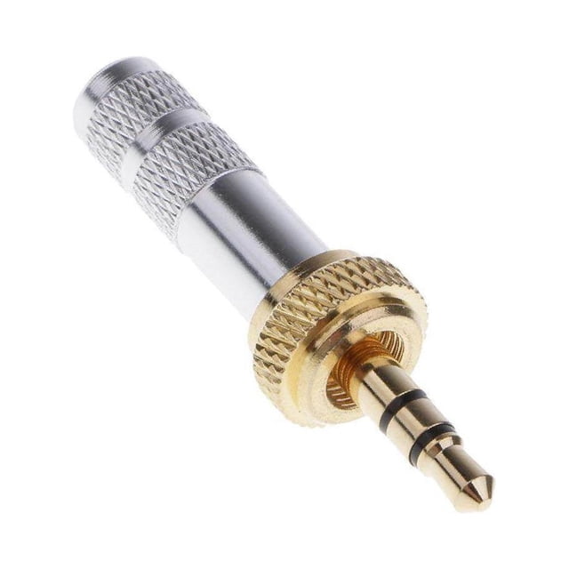 facefd 3.5mm Screw Lock Stereo Jack Male Plug Metal Audio Solder Adapter silver