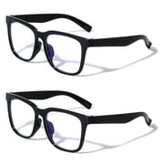 2 Pairs Kids Blue Light Blocking Glasses, Anti Eyestrain & UV Protection, Computer Gaming TV Phone Glasses for Boys Girls - Clear Lens Eye Glasses (Age 4-11)