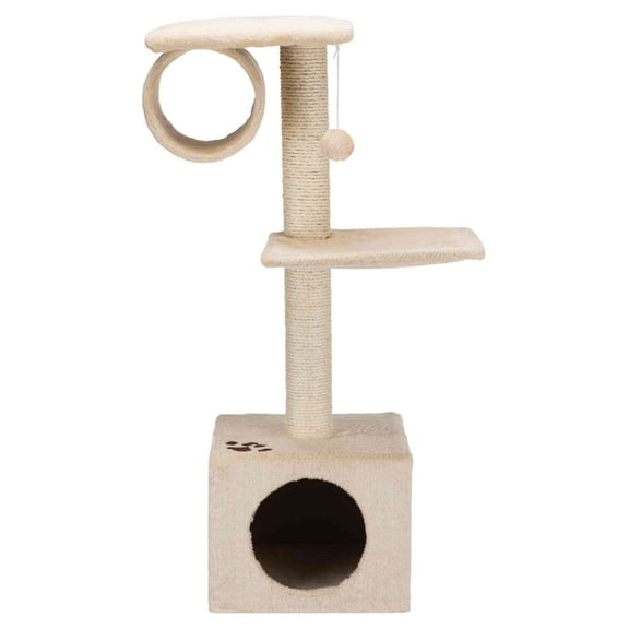 TRIXIE San Fernando Plush & Sisal 3-Level 41.7" Cat Tree, Scratching Posts & Condo, Beige