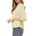 thumbnail image 4 of INSPIRE CHIC Women's 3/4 Sleeves Round Neck Retro Ruffle Cuff Elegant Ditsy Floral Blouse XS Yellow, 4 of 6