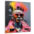 thumbnail image 2 of Designart "Bold Balance on Woman Mohawk Fashion Expression II In Pink and Blue"Woman Pop Art Metal Wall Art Pink Modern Living Room Wall Art, 2 of 6