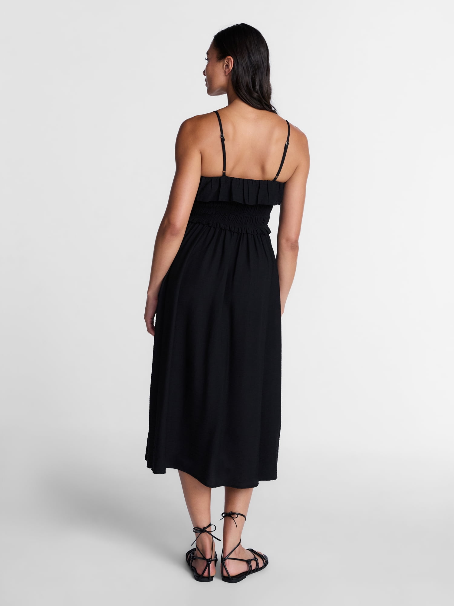 Time and Tru Women's Sleeveless Smocked Midi Dress, Sizes XS-XXXL