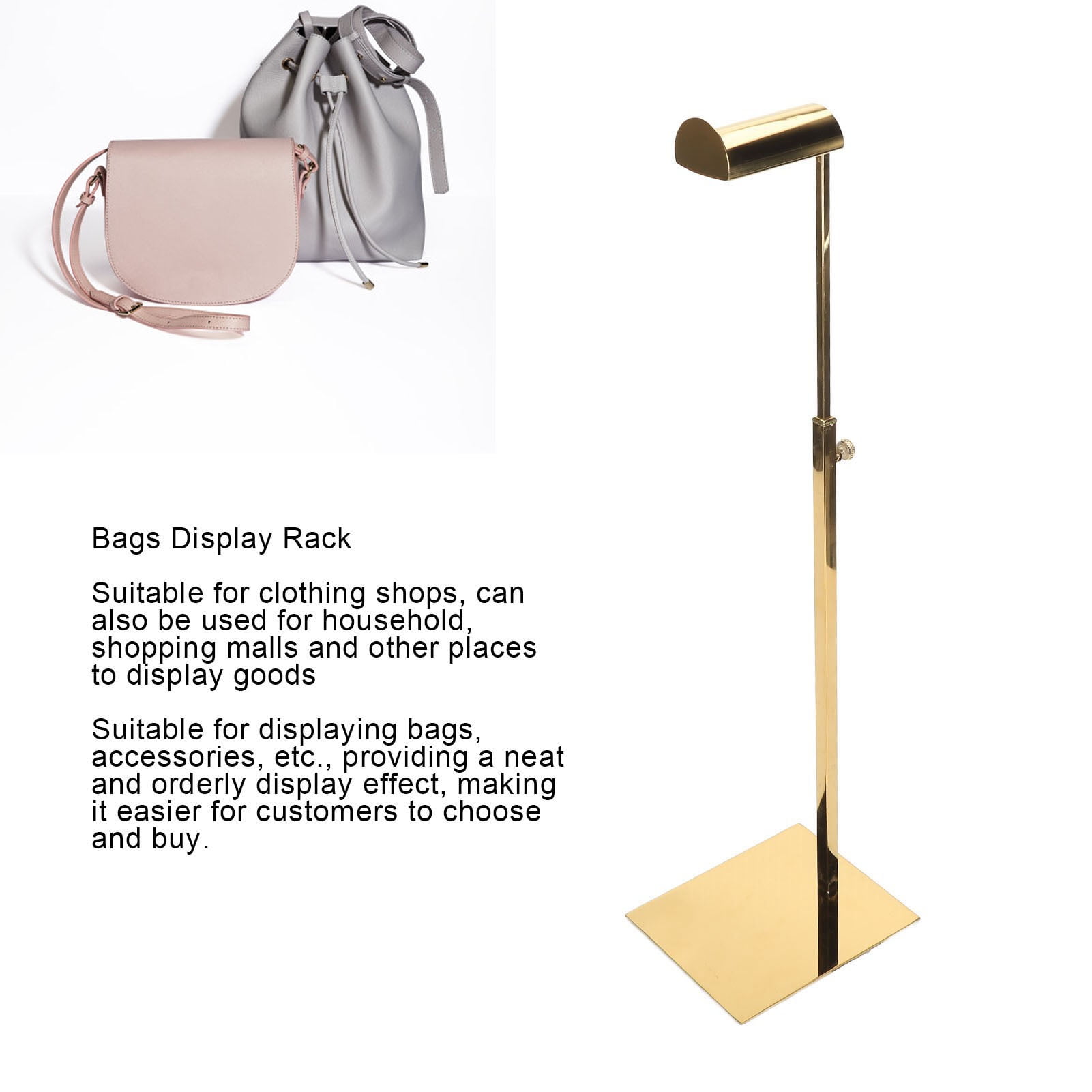 Purse Display Stand, Adjustable Height Stainless Steel Handbag