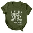 thumbnail image 1 of B91xZ T-Shirt Femme Mi-Long Manches Courtes Grande Taille Col Rond Décontracté, Vert Armée TG, 1 of 5