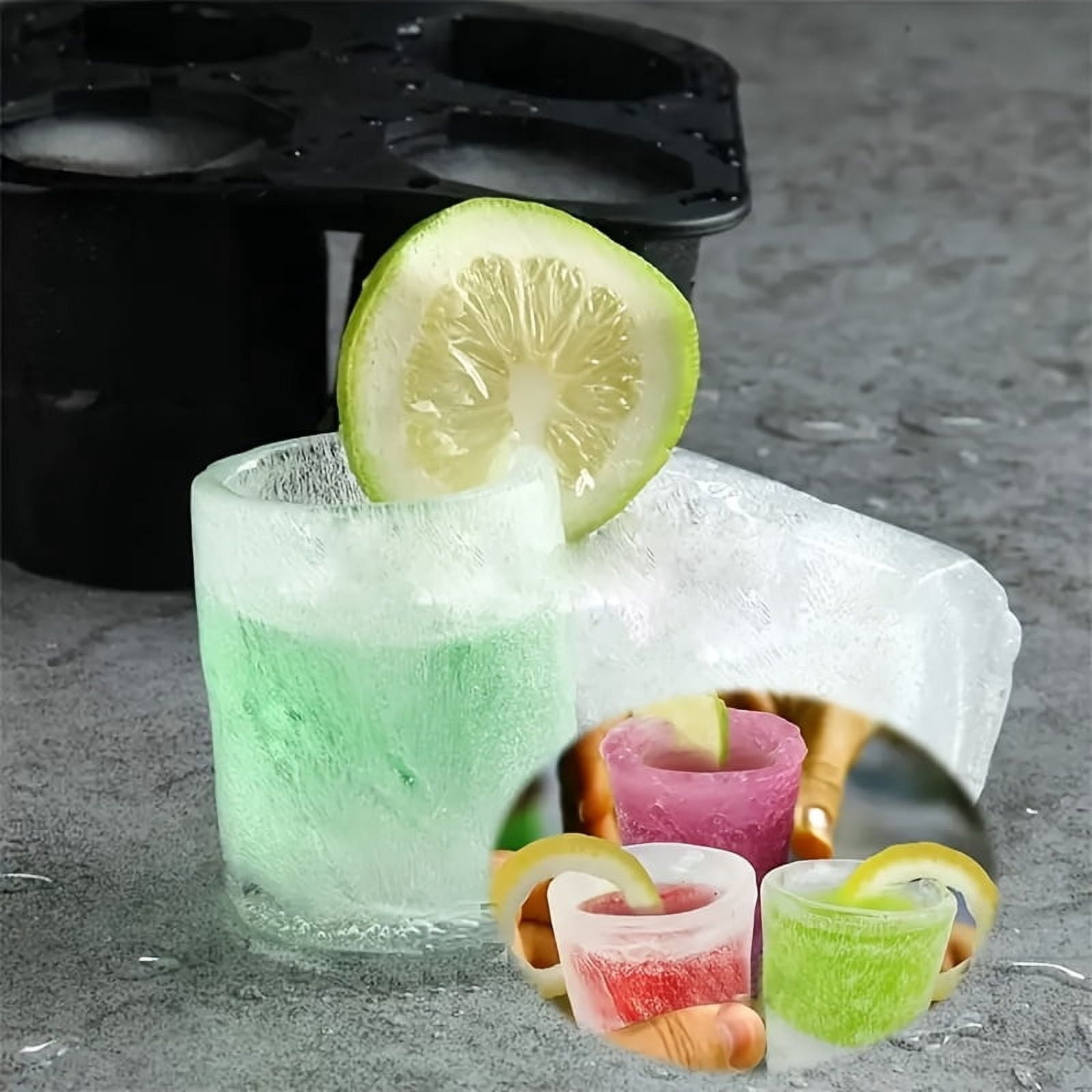 4 Cup Shape Silicone Ice Cube Mold Shot Glass Ice Mould Ice Cube Tray Summer Bar Party Beer Ice Cocktail Cold Drinking Tools