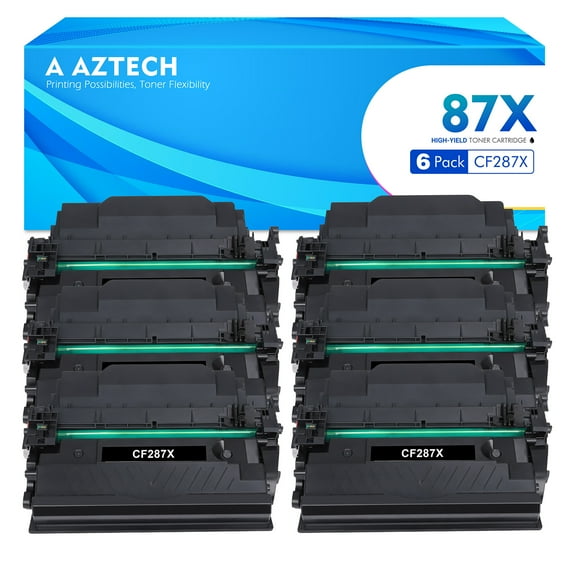 A Aztech Compatible Toner Cartridge Replacement for HP 87X 87A CF287X CF287A for HP Laserjet Enterprise M506 M506dn M506n Pro M501 M501dn M506 M506x M527 M527dn Printer Ink (Black, 6-Pack)