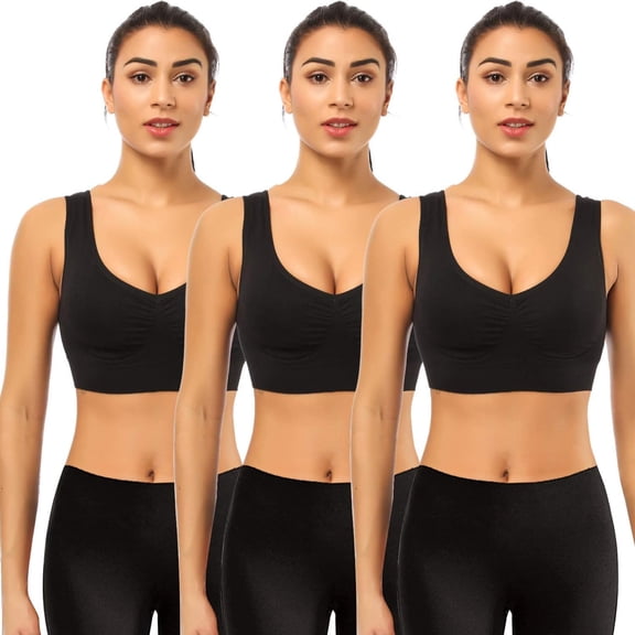 BESTENA Sports Bras for Women, 3 Pack Seamless Comfortable Yoga Bra with Removable Pads (4XL)