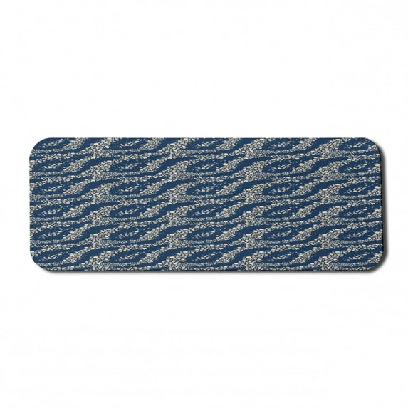 Abstract Computer Mouse Pad, Bubbly Elements Bicolour Design Irregular Spots Stream Illustration, Rectangle Non-Slip Rubber Mousepad Large, 31" x 12", Night Blue and Champagne, by Ambesonne