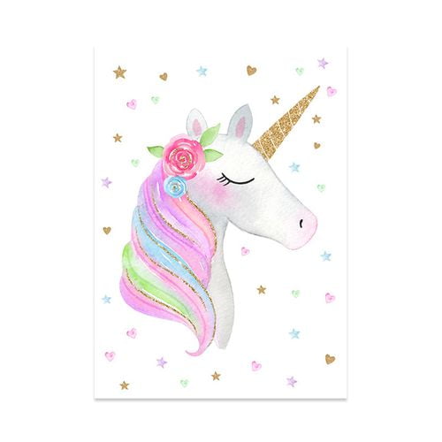 kaboer pink star unicorn wall painting poster wall art