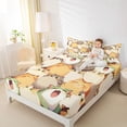 thumbnail image 3 of jejeloiu Cute Cartoon Cat Bed Sheets Kids,Beige Kitten Pattern King Sheets,4pcs, 3 of 6