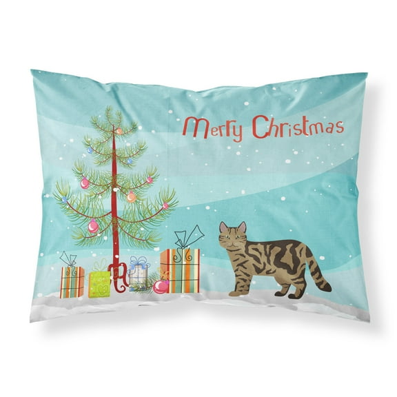 Scottish Straight 2 Cat Merry Christmas Fabric Standard Pillowcase