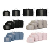 btL 4 Piece Nylon Mesh Front Expandable Zippered Compression Packing Cubes, Black