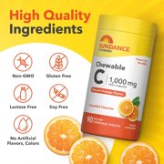 Chewable Vitamin C 1000mg | 90 Tablets | Essential Vitamin Supplement | Orange Flavor | by Sundance