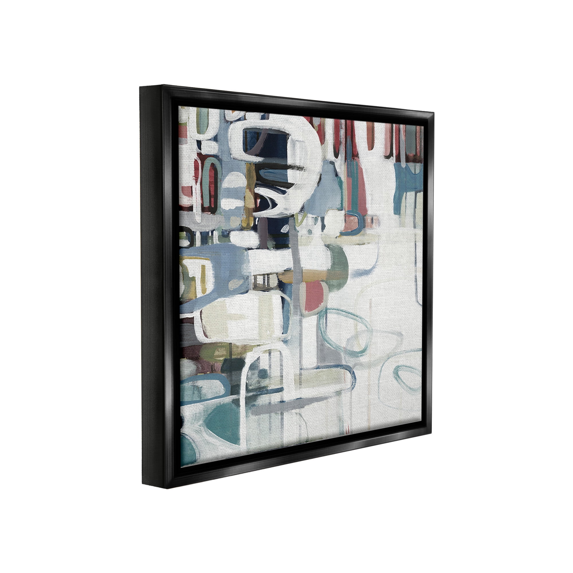 Stupell Industries Asymmetrical Abstract Forms Abstract Painting Black Floater Framed Canvas Art Print Wall Art, 25 x 25
