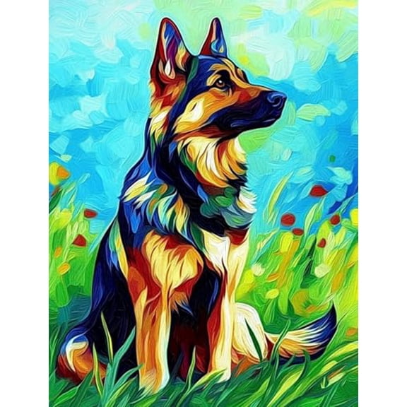wooden puzzle German Shepherd in a Colorful Landscape Intelligent Game Fit togather a magic Art for home Decoration or Prensent 500 pieces