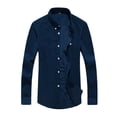 thumbnail image 2 of LIIPEE Men Shirts Father's Day Gifts Casual Button Down Collar Tab Long Sleeve Solid Color Ribbed Button Up Shirts Male Single Yoke Regular Breathable Fashion Versatile Tops With Pocket,XXXL, 2 of 7