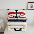 thumbnail image 5 of Erosebridal Anchor Decor Comforter Set King Size Ocean Nautical Themed Bedding Set Geometric Stripe Comforter Coastal Sea Adventure Quilt Set, 5 of 7
