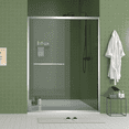 thumbnail image 4 of 56-60"x70" aluminum frame double sliding shower door, bypass bathroom sliding door with premium 5/16" (8mm) clear tempered glass, chrome hardware, sliding glass shower enclosure, chrome finish, 4 of 9