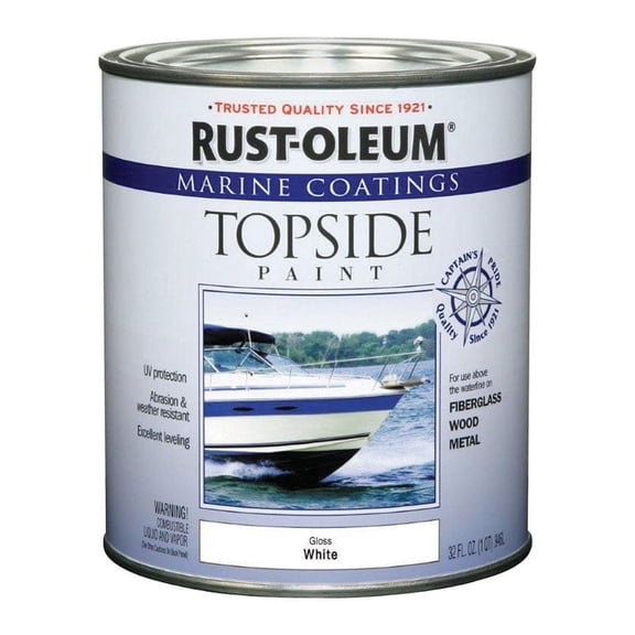 1 Pc, Rust-Oleum Marine Coatings Outdoor Gloss White Marine Topside Paint 1 Qt