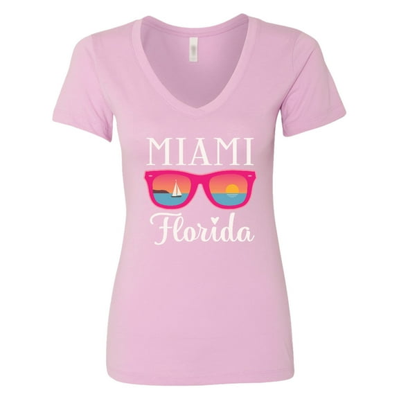 Inktastic Miami Florida Vacation Beach Trip Women's V-Neck T-Shirt