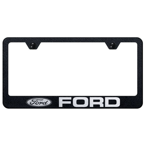 Ford Laser Etched Logo Stainless Steel License Plate Frame (Rugged Black)