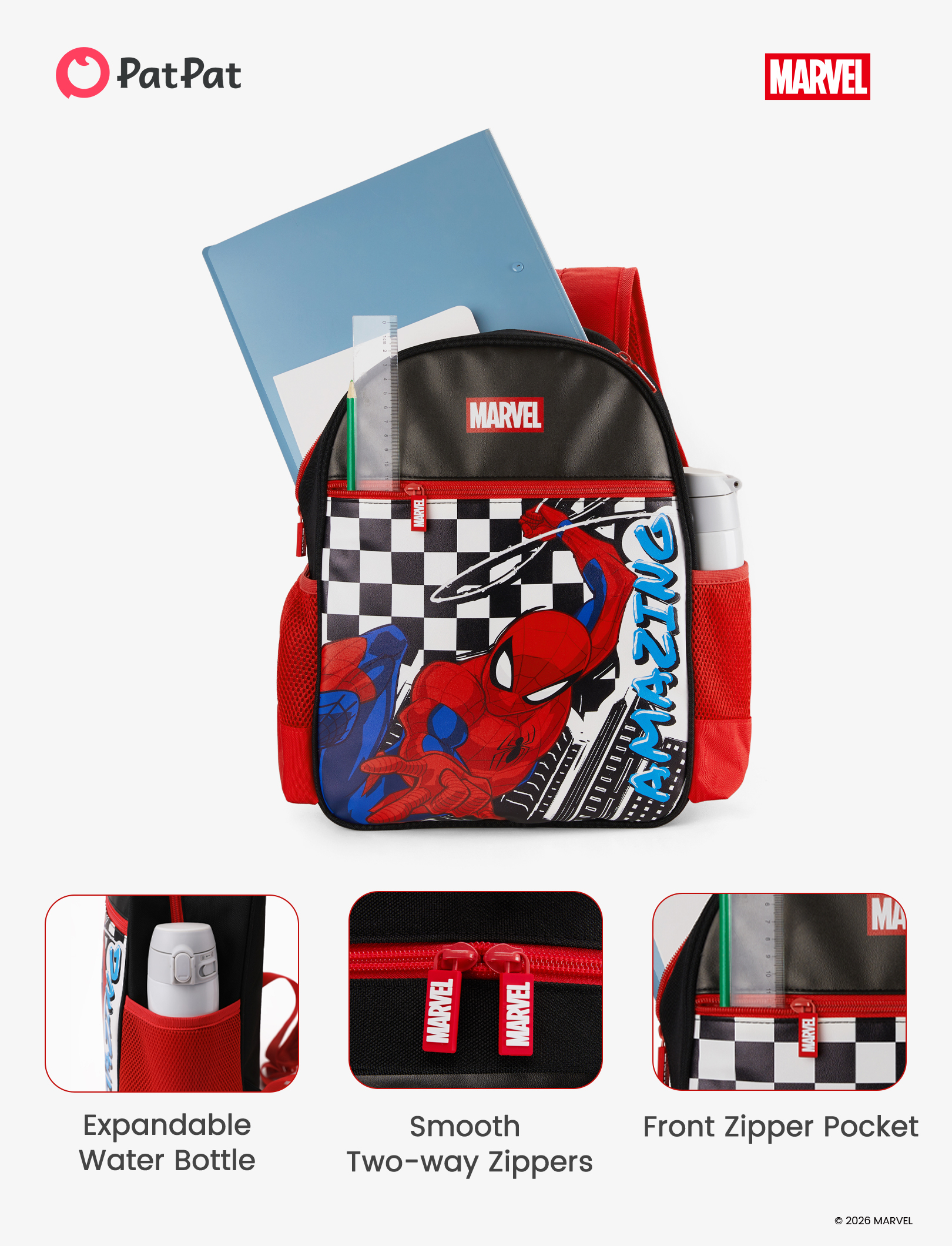 Mochila para niño de Spider-Man, resistente al agua, para escuela, para niños pequeños, para primaria 4
