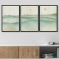 thumbnail image 3 of wall26 Framed Wall Art Print Set Green Watercolor Mountains with Birds Nature Wilderness Illustrations Modern Art Rustic Scenic Colorful for Living Room, Bedroom, Office - 16"x24"x3 Black, 3 of 5