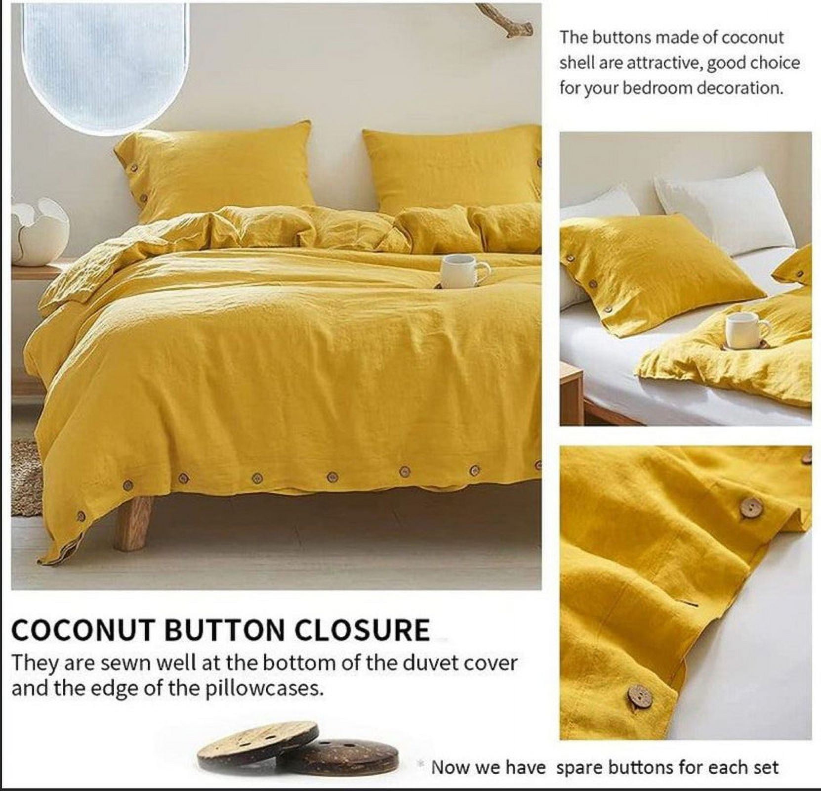 Pavish Export Cotton Duvet Cover In 1 duvet cover Softened Cotton Yellow Comforter Cover Quilt Cover With Coconut buttons Stonewashed Bedding Set Tiwn