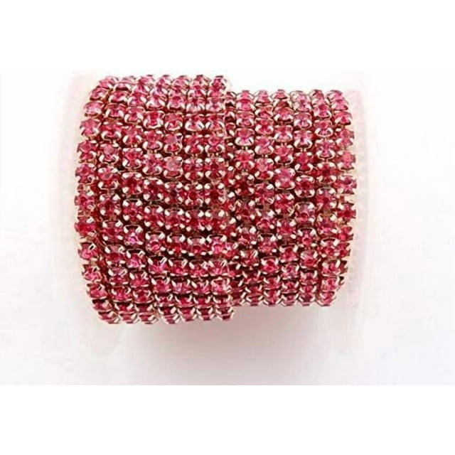 HUGFEGWE 5Yard High Density 4mm Rhinestone Cup Chain Sew On Glue On DIY Trimming-Crystal Rhinestones for Crafts-Rhinestones for Sewing-Rhinestone Close Chain-Rhinestone Chain for Jewelry Making
