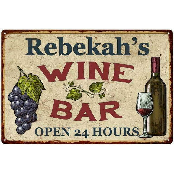 Rebekah's Rustic Wine Bar Sign Wall Decor Kitchen Gift 8 x 12 High Gloss Metal 208120056696