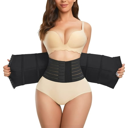 

Eleady Postpartum Belly Waist Trainer Postnatal Support Girdles C Section Belly Wrap Tummy Control Shapewear for Women(Black X-Large)
