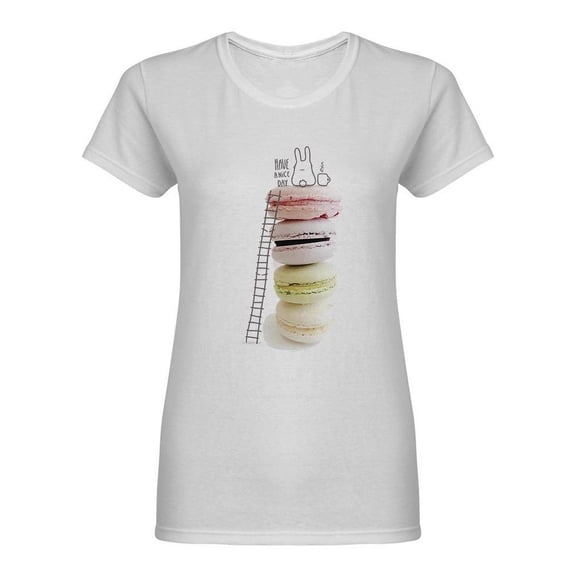 Cute Macaroons And Funny Bunny Shaped T-Shirt Women -Image by Shutterstock, Female XX-Large