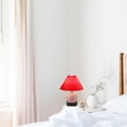 thumbnail image 5 of FSLiving Small Cute Ceramic Pot Table Lamp Cordless Battery Operated by Remote Dimmable, Wireless Warm Light Red Pleated Lampshade, Dimmable, Candypink Mushroom for Living Room, Console, End Table, 5 of 8