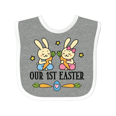 

Inktastic 1st Easter Boy Girl Twins Gift Baby Boy or Baby Girl Bib