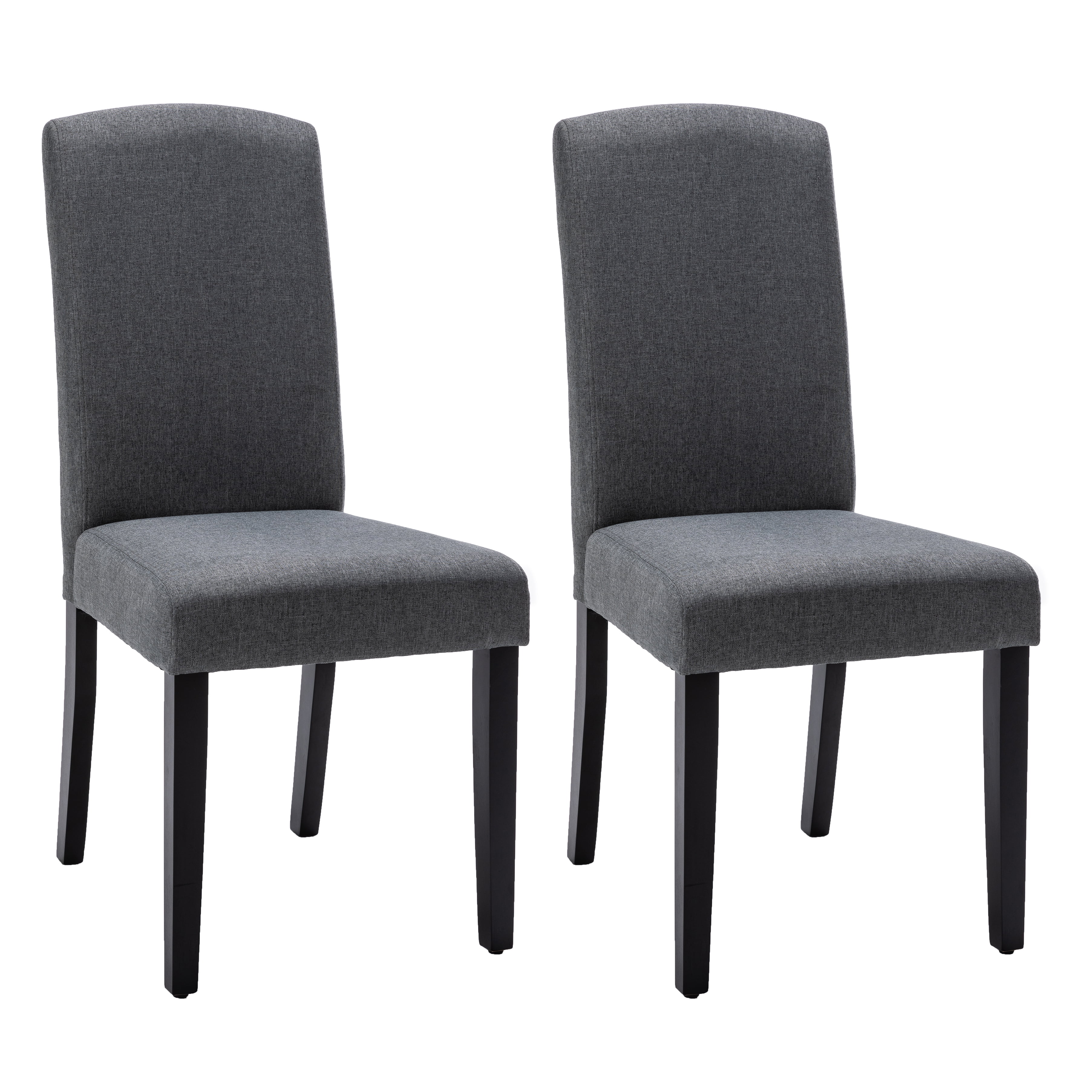 Modern 2 PC Polyester Dining Chair Set with Diamond Tufted Back and Wooden Legs, Dark Grey - AC Pacific