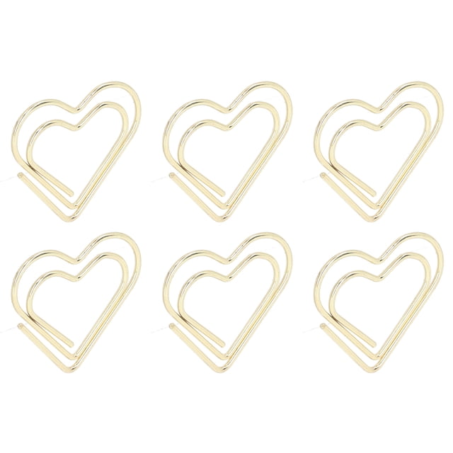 Paper Clips, Portable Metal Paper Clips Electroplated Gold 100pcs For Office For Home For File Sorting Heart