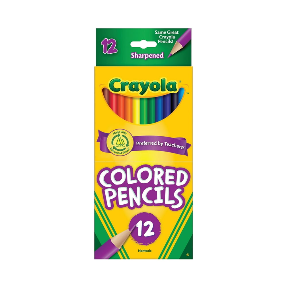 Crayola Colored Pencil Set, Assorted Colors, 12 Count, School Supplies
