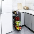 thumbnail image 3 of Slim 4-Tier Utility Cart, Narrow Rolling Storage Shelf for Kitchen and Bathroom, Mobile Organizer with Wheels, Black, 3 of 8