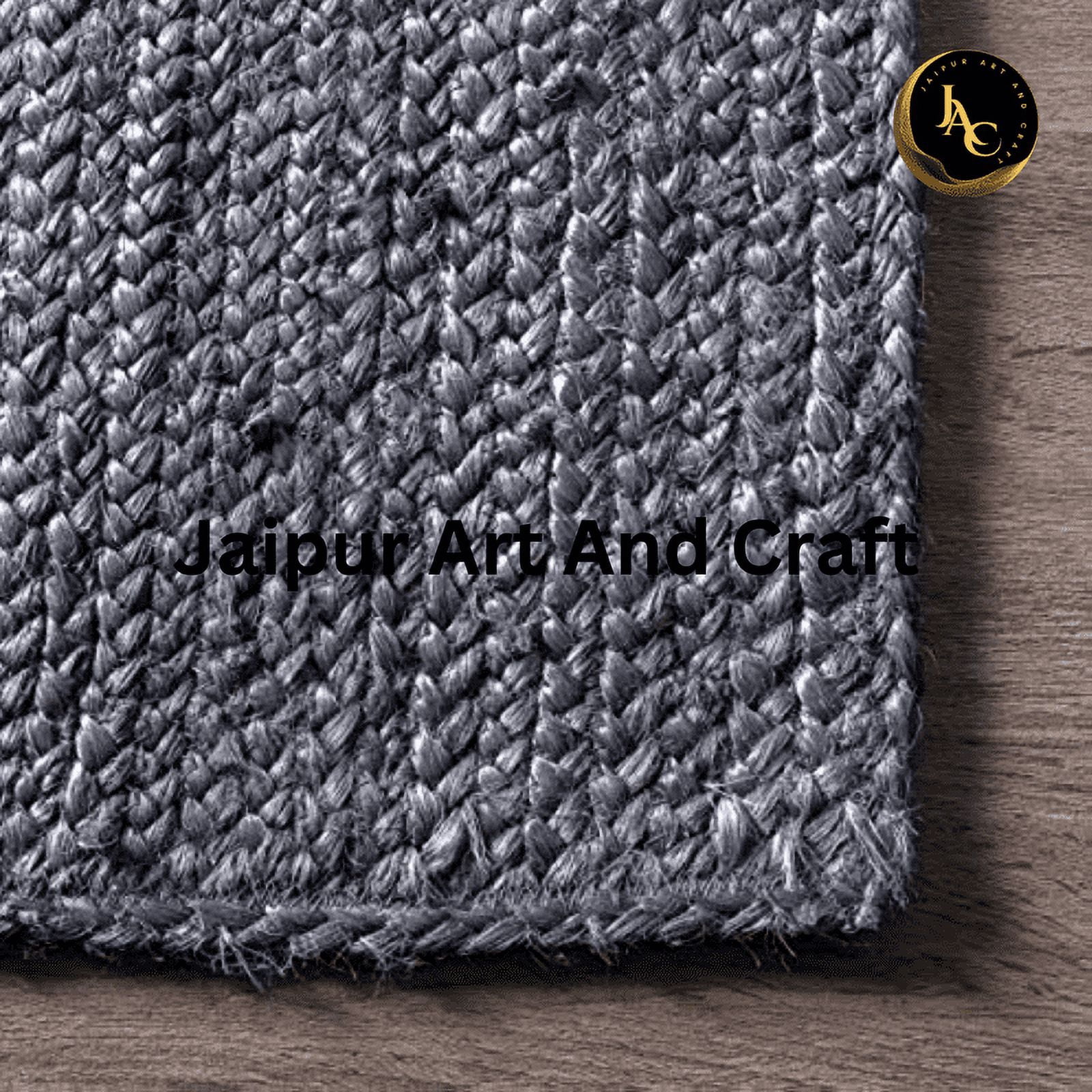 Jaipur Art And Craft Jute Indoor Carpet Rectangle Hand Braided Reversible Area Rug (4x6 Sq ft)