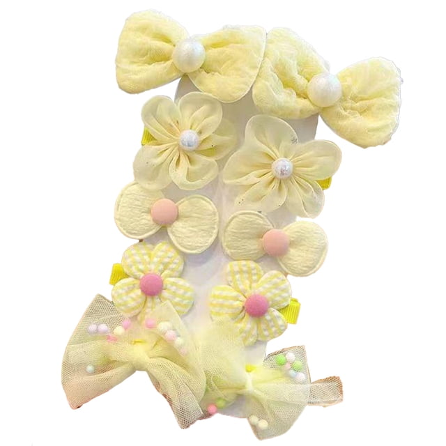 Laklulu 10 piezas de pinzas para el cabello para niñas, lazos, lindas pinzas de cocodrilo antideslizantes, pasadores completamente forrados, accesorios florales para el cabello