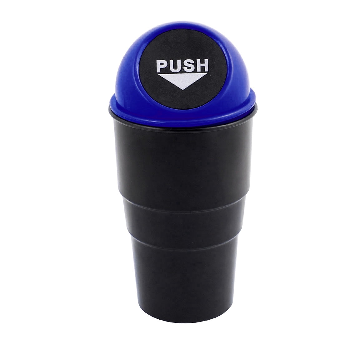 Blue Plastic Push Lid Portable Garbage Trash Can for Home Office