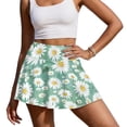 thumbnail image 2 of Xoenoiee Green Daisy Flower Print Athletic Tennis Golf Skorts Skirts for Women with Pocket Casual Workout Running Sports Pleated Skirts Plus Size, L, 2 of 6